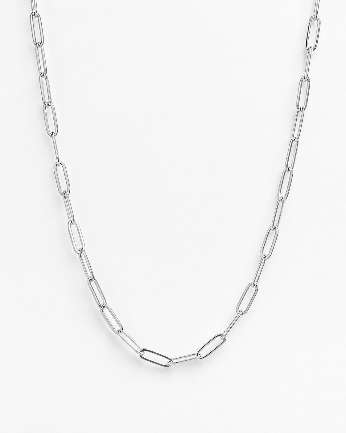 Silver Paper Clip Chain Necklace