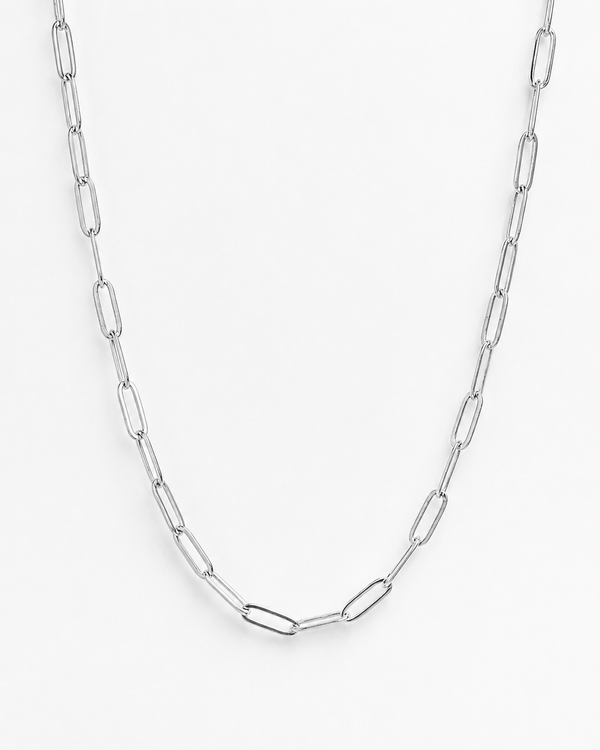 Silver Paper Clip Chain Necklace