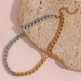 Olivia Necklace - Cuban Chain Splicing Gold and Silver Choker Necklace