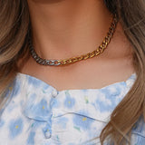 Olivia Necklace - Cuban Chain Splicing Gold and Silver Choker Necklace