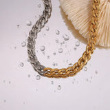 Olivia Necklace - Cuban Chain Splicing Gold and Silver Choker Necklace