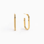 Gold pave oval hoop earrings