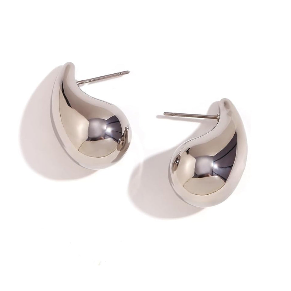 Paula Earrings - Water Drop Stud Earrings (Silver)