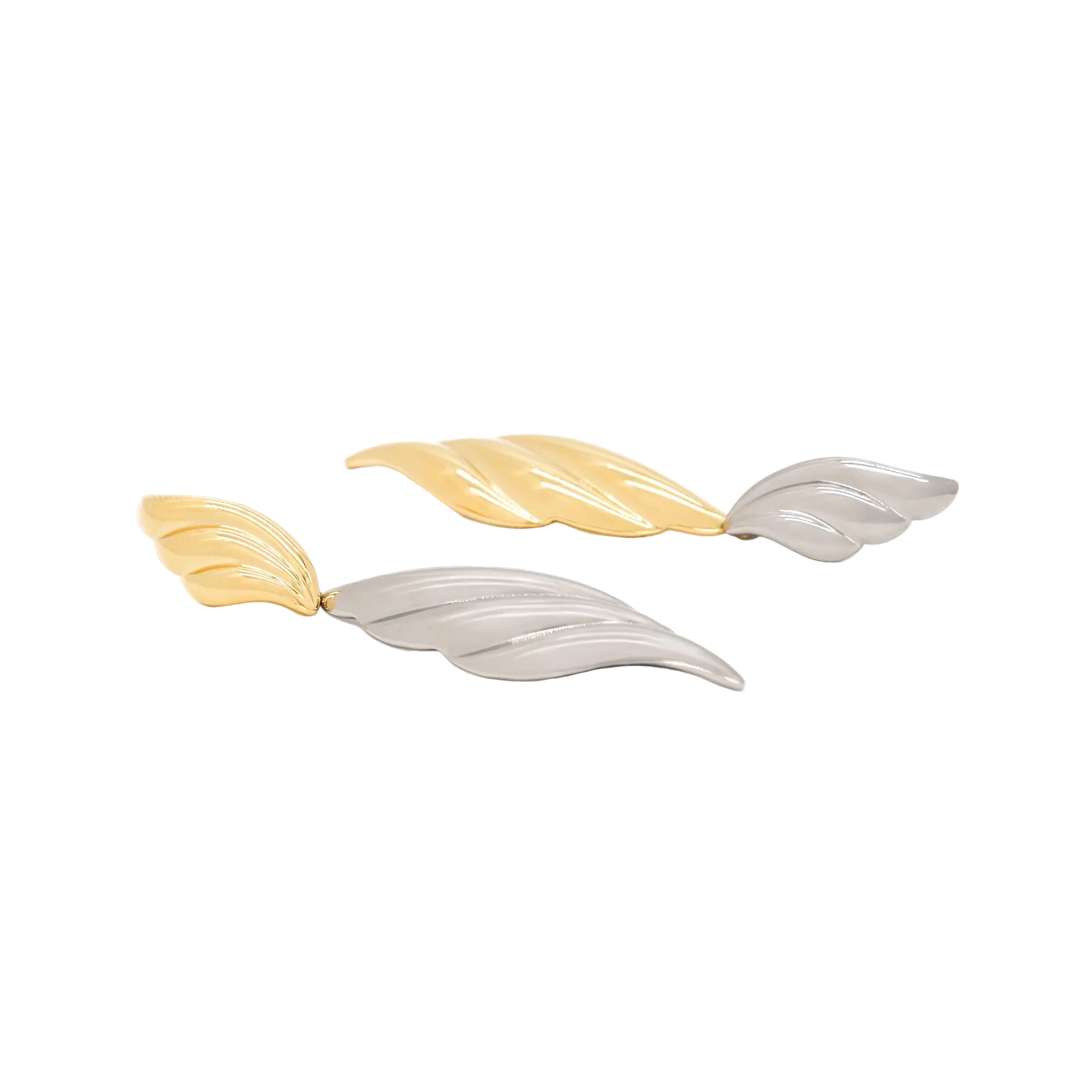 Two-Tone Twisted Leaf Drop Earrings