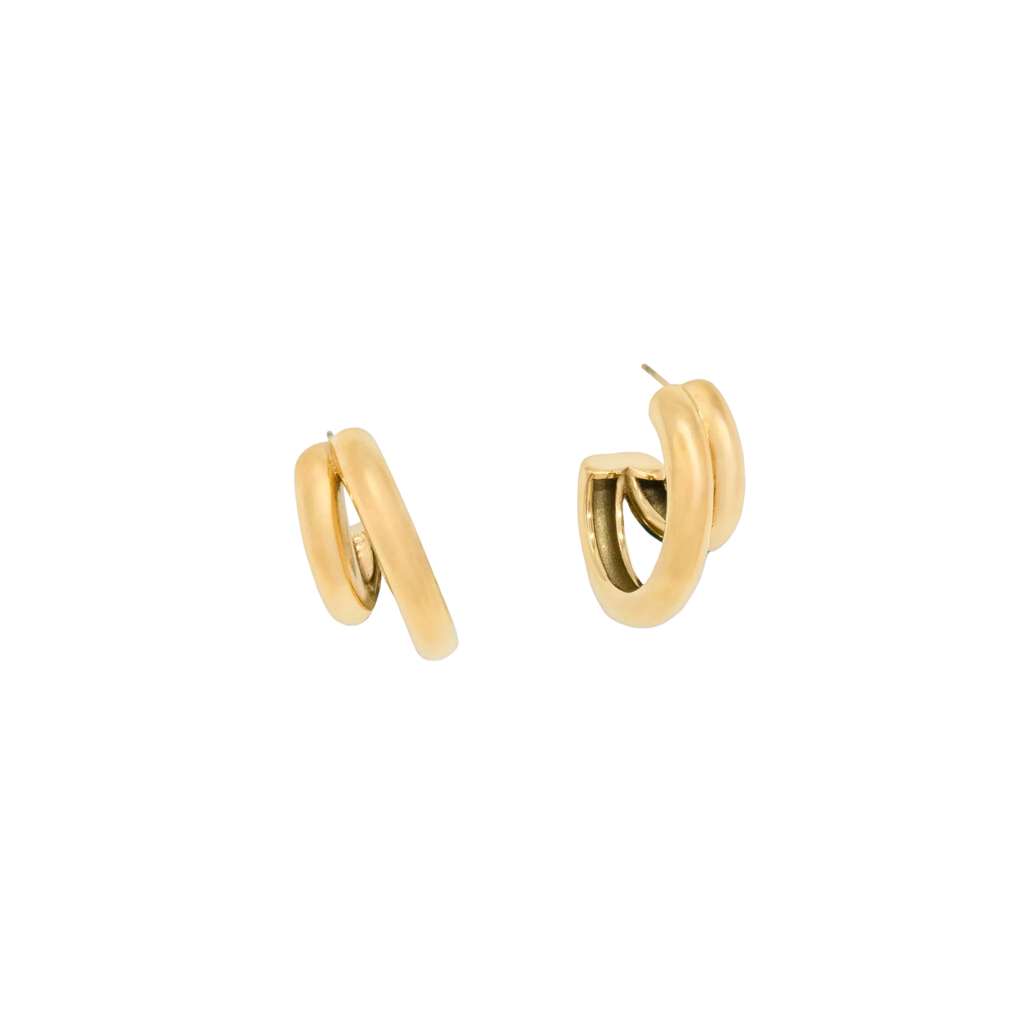 Chunky Double-Tube Polished Gold C-Hoop Earrings
