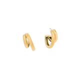 Chunky Double-Tube Polished Gold C-Hoop Earrings
