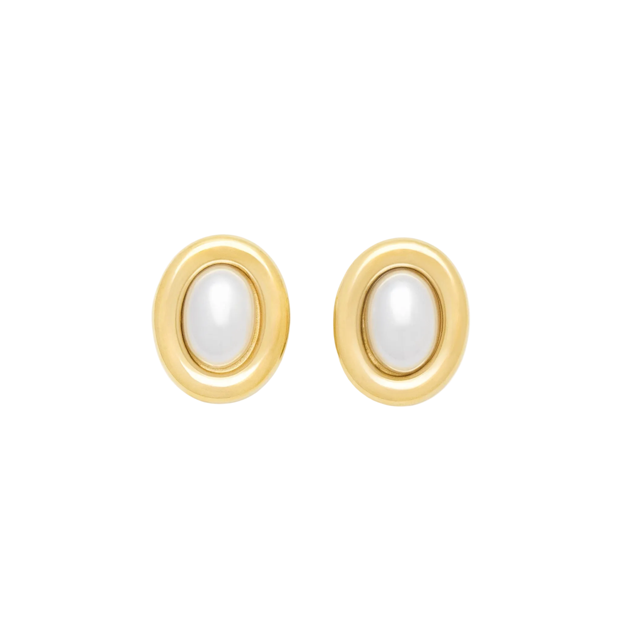 Vintage Oval Pearl Stud Earrings