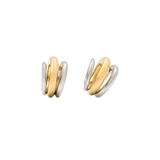 Two-Tone Triple-Band Chunky C-Hoop Earrings