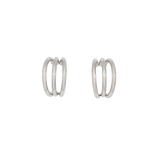 Triple-Band Polished Silver C-Hoop Earrings