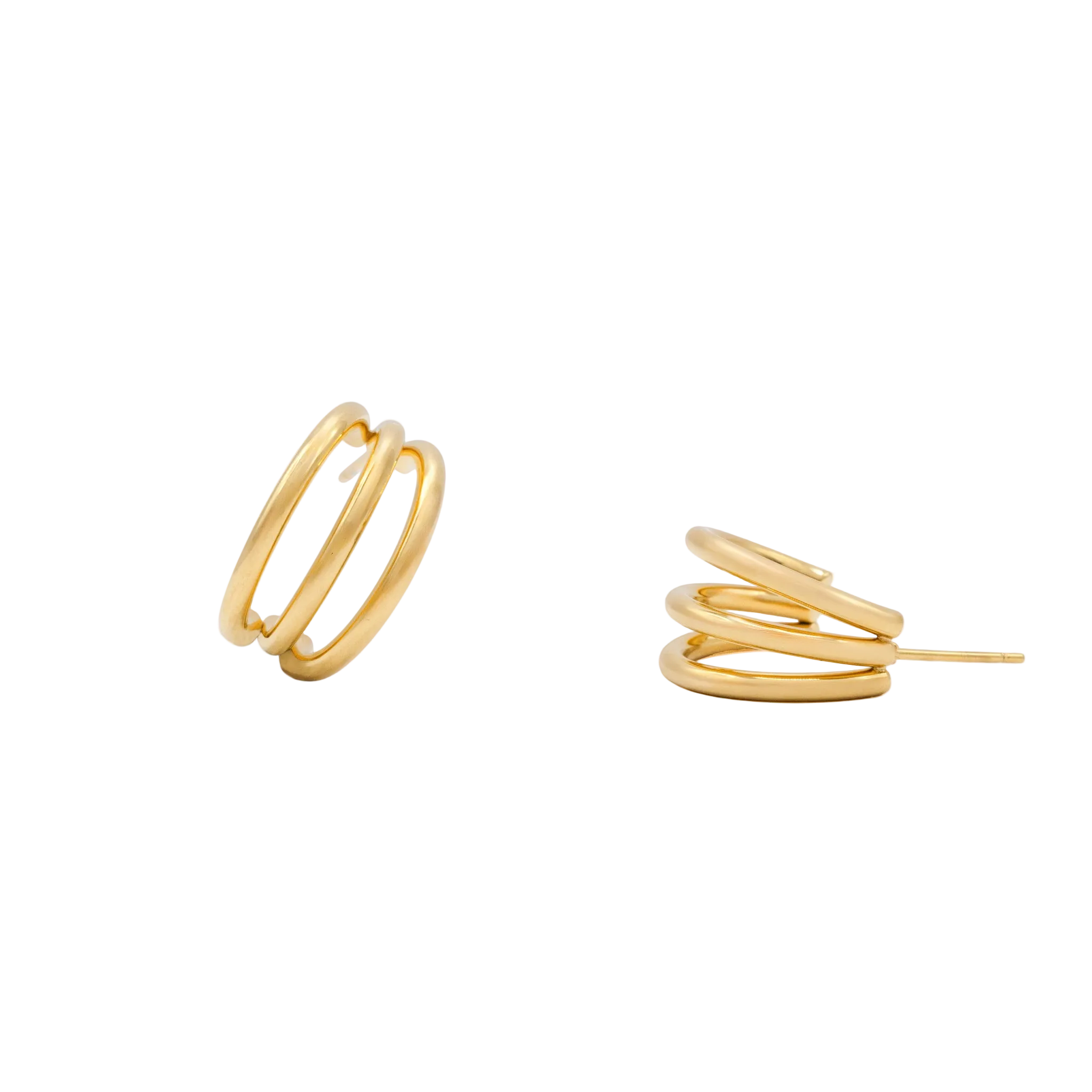 Triple-Band Gold Claw Hoops