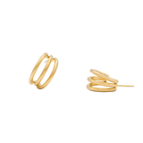 Triple-Band Gold Claw Hoops