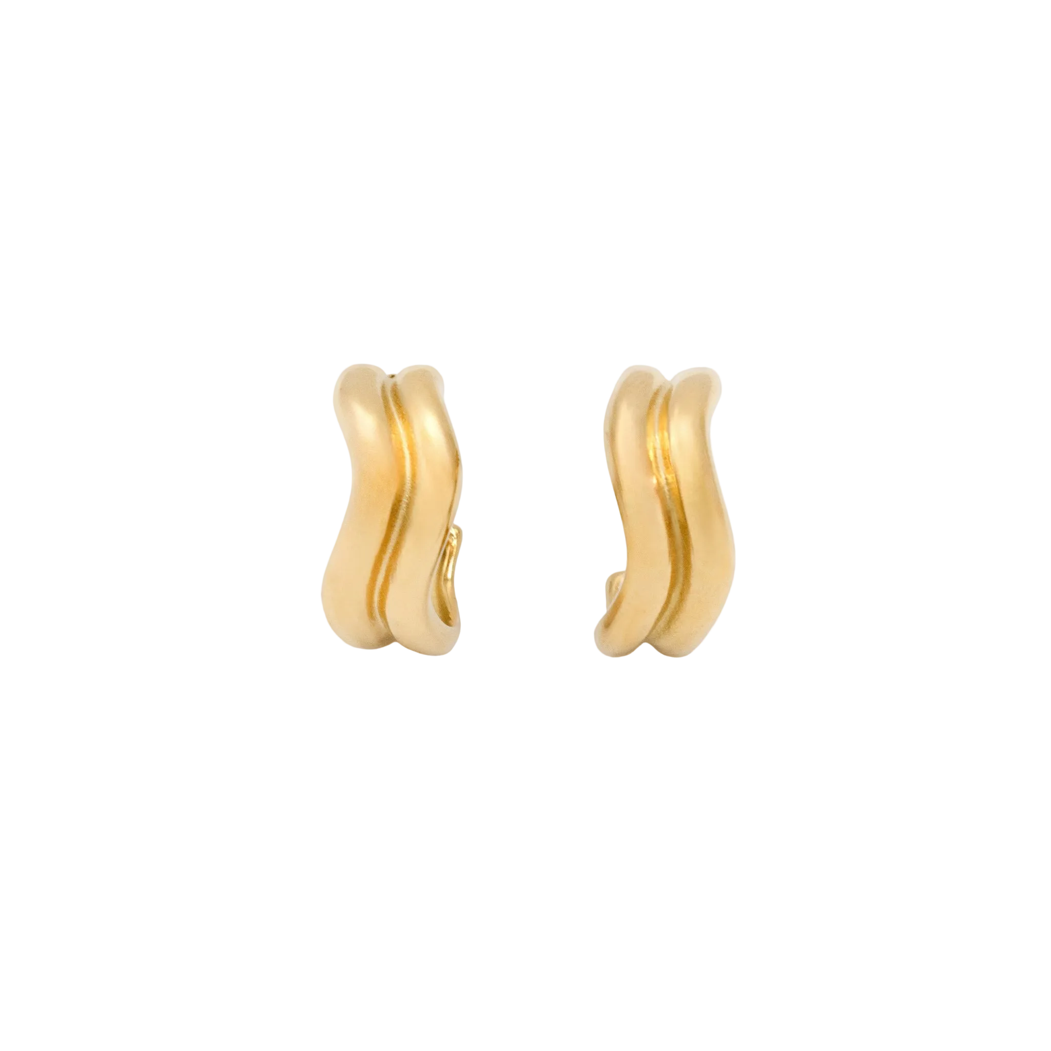 Chunky Double-Band Polished Gold C-Hoop Earrings