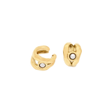 Chunky Gold Open Hoop Earrings with Pearl Center