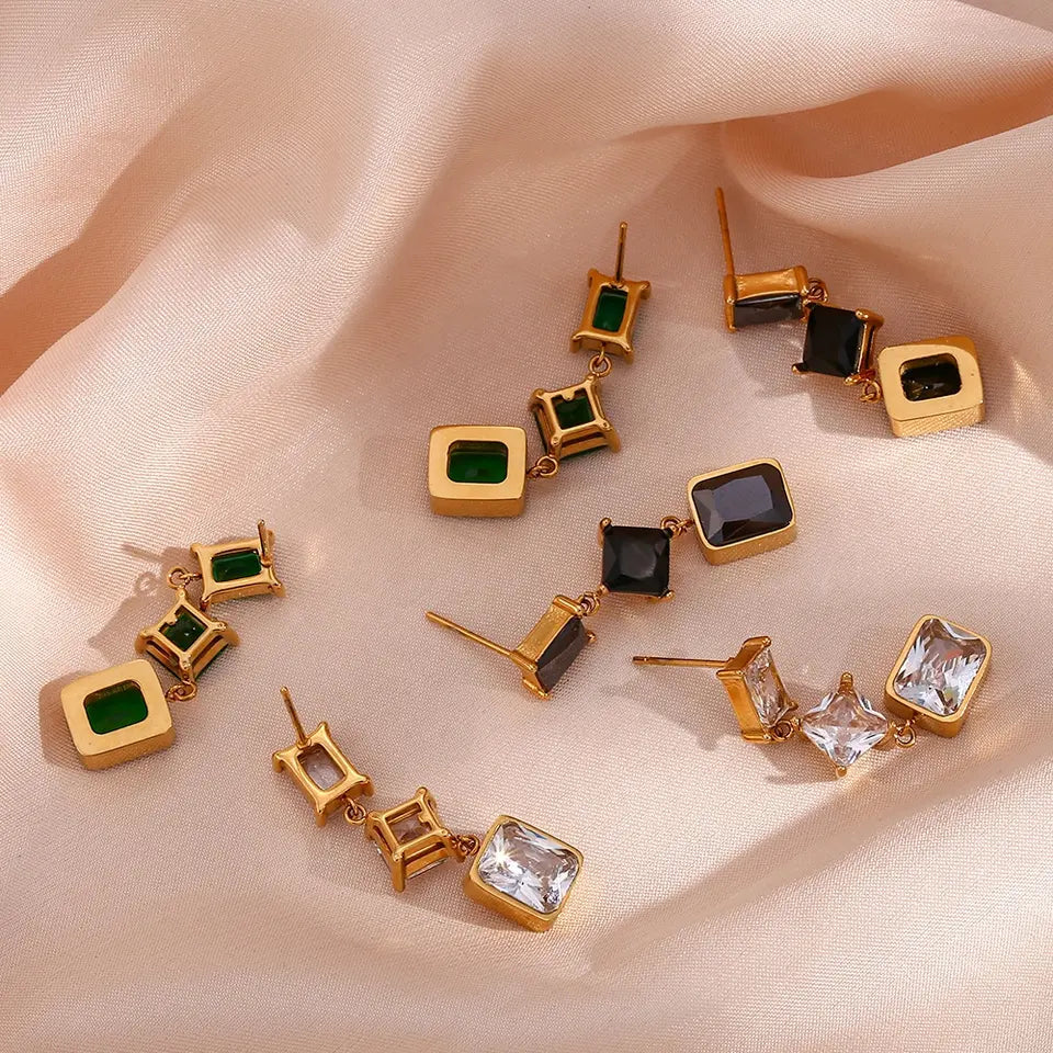 Florence Earrings - Dangle Geometric Shining AAA Zircon drop earrings