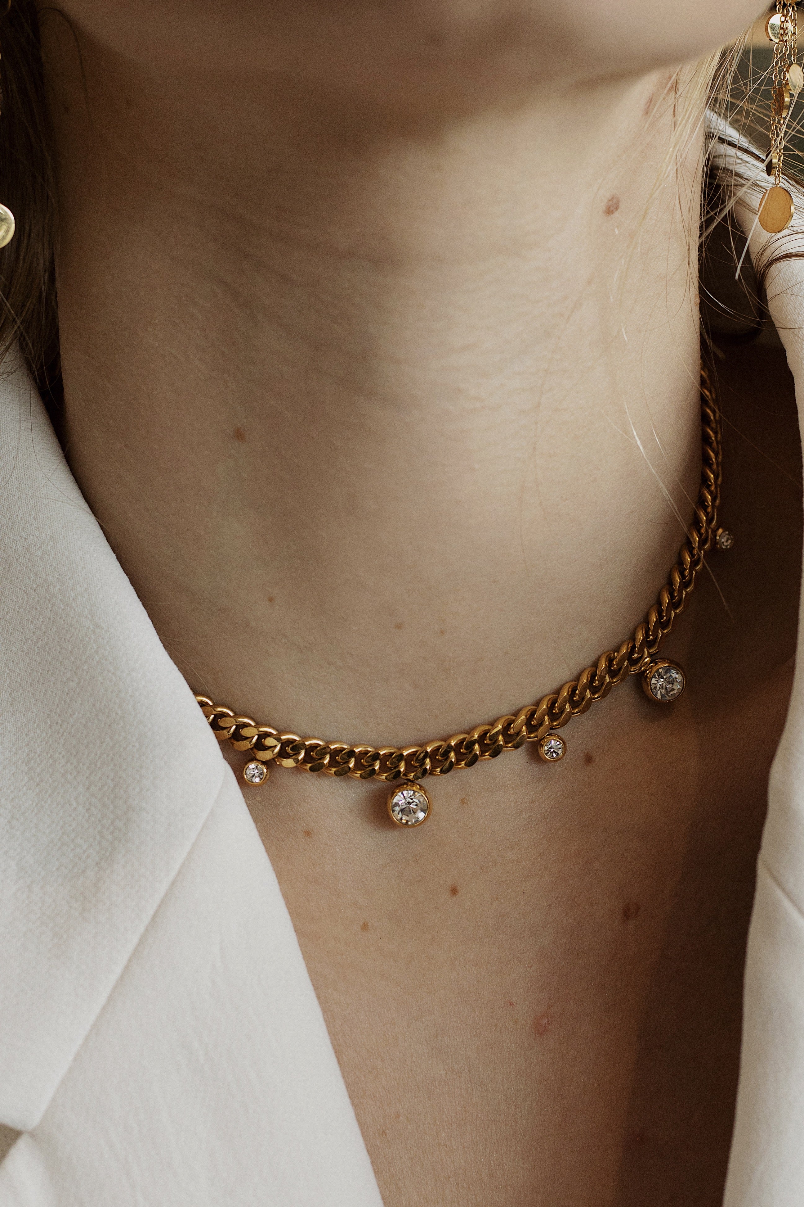 Val Necklace - Shining Zircon Chain Set Necklace