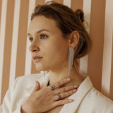 Ana Earrings - Luxury Zircon Chain Tassel Earring (Silver)