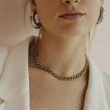 Olivia Necklace - Cuban Chain Splicing Gold and Silver Choker Necklace