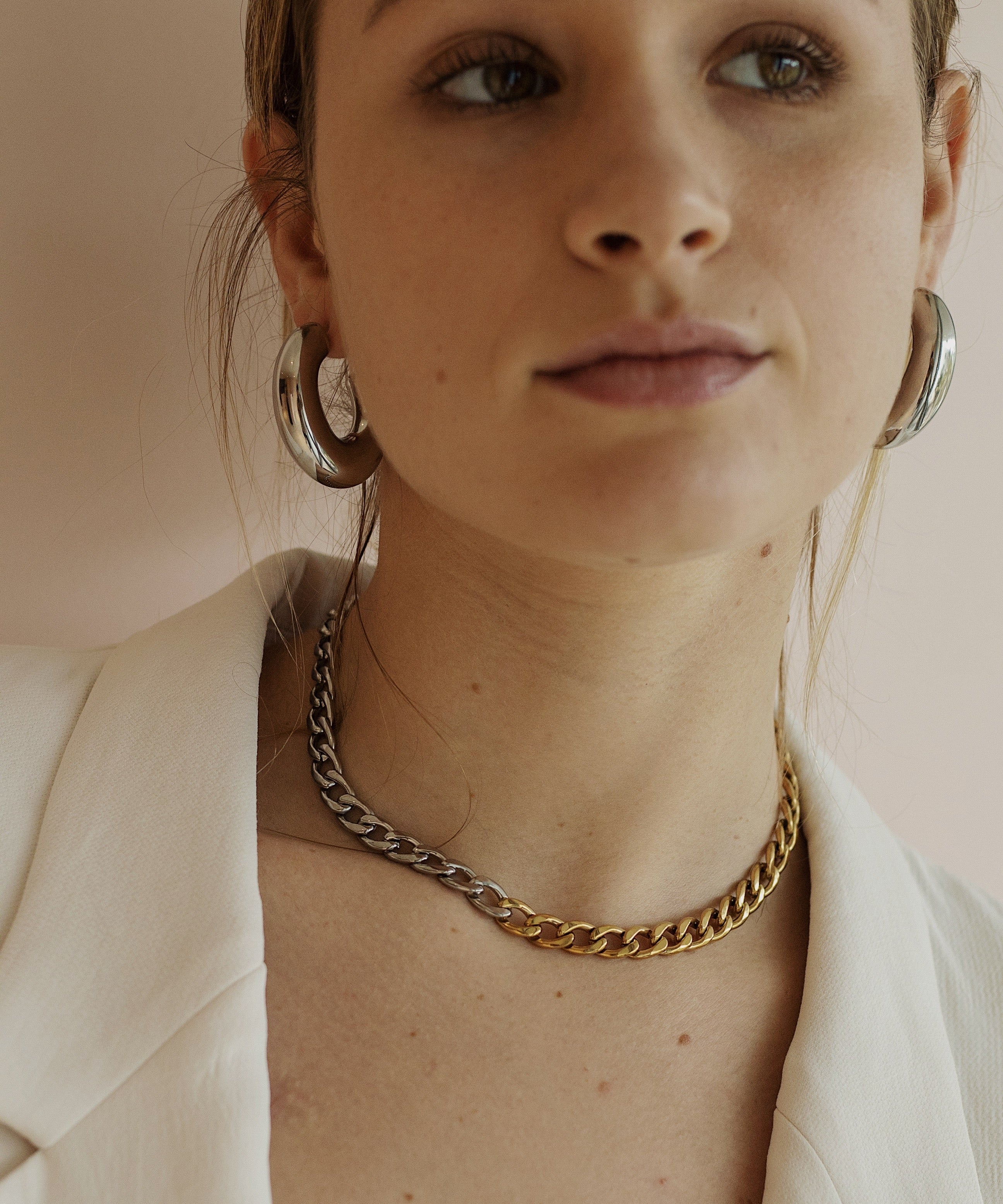 Two-Tone Curb Chain Necklace
