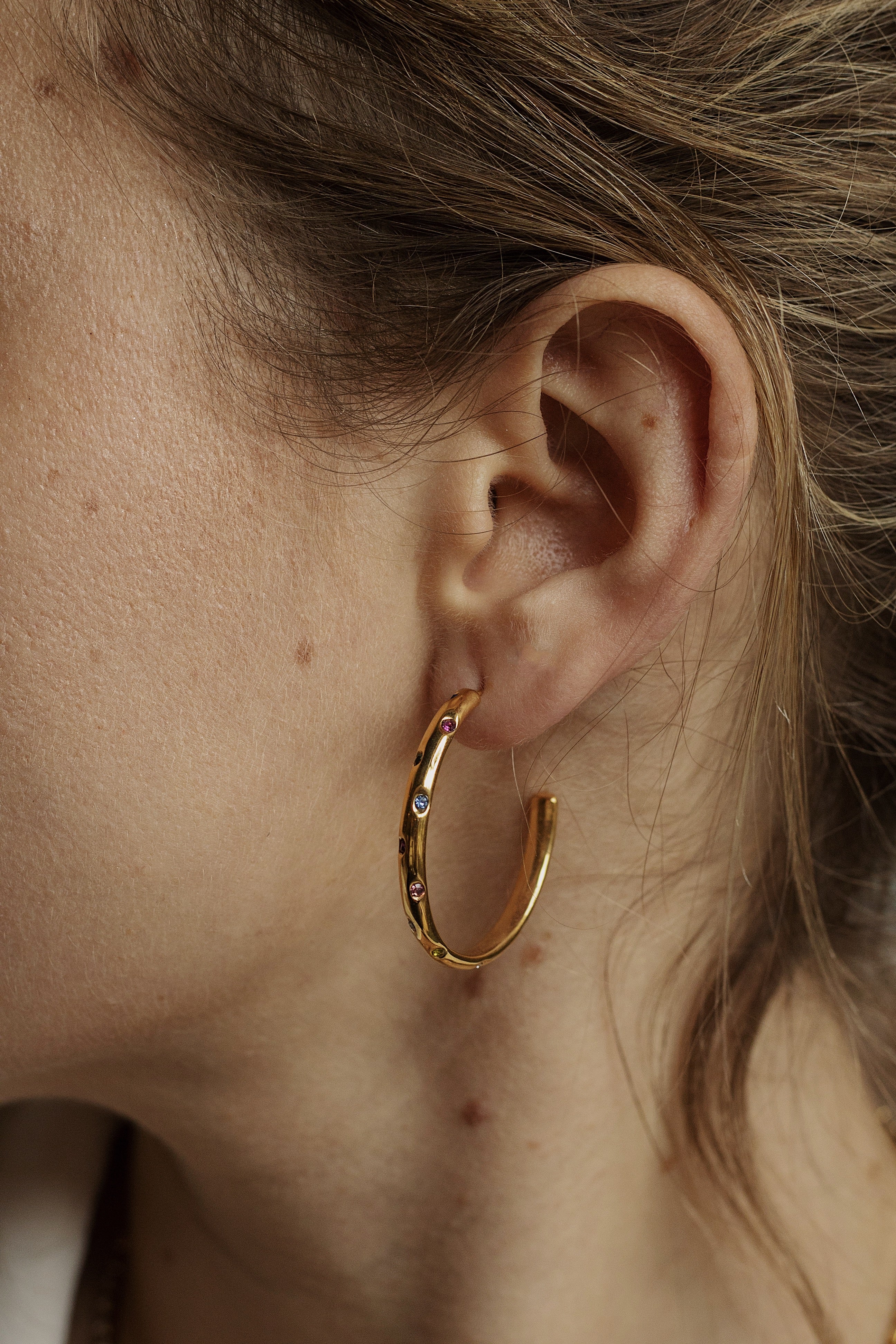 Blanca Earrings - Zircon Hoop 18K Gold Plated Earrings