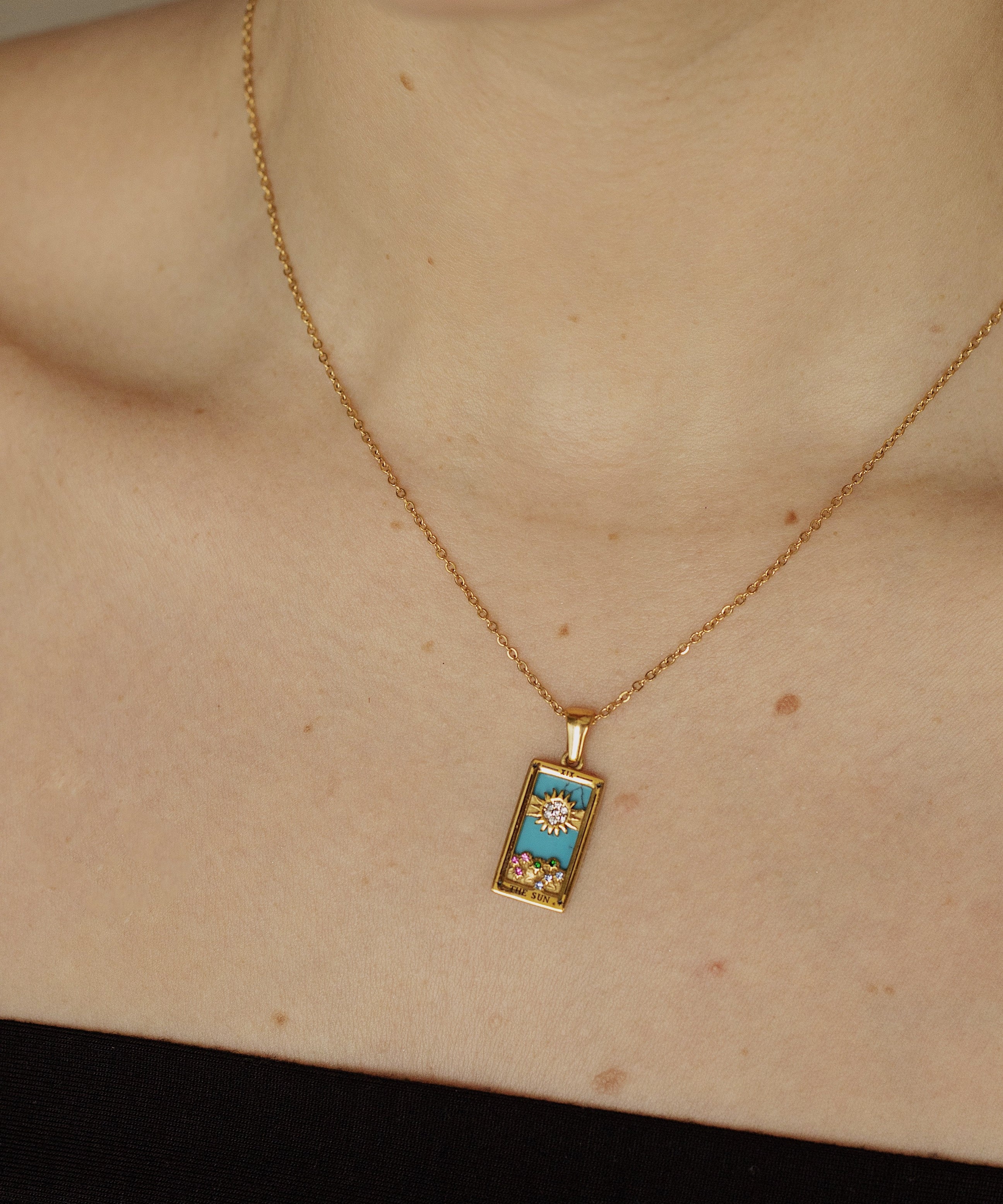Sol Enamel Tarot Card Pendant Necklace
