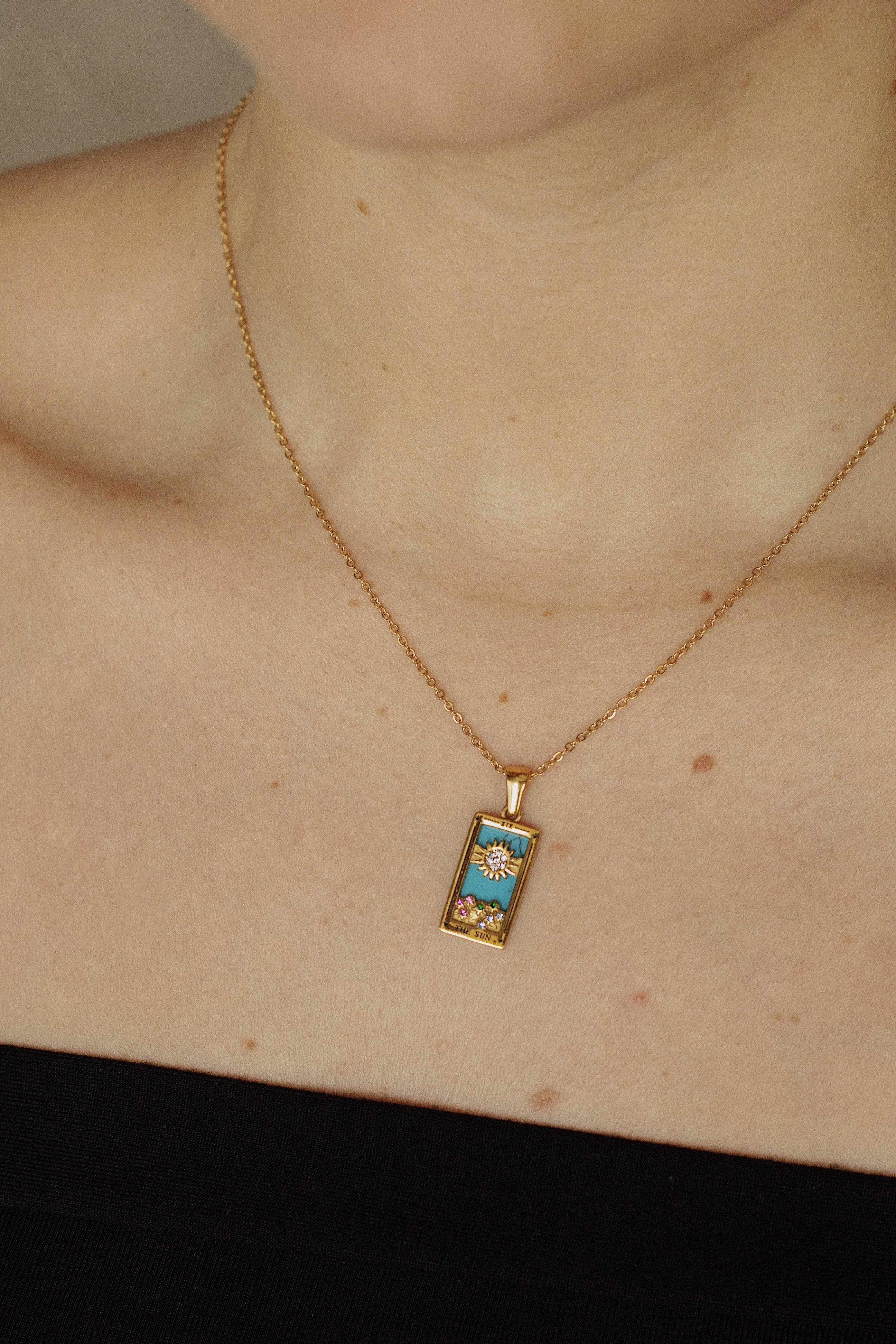 Sol Enamel Tarot Card Pendant Necklace