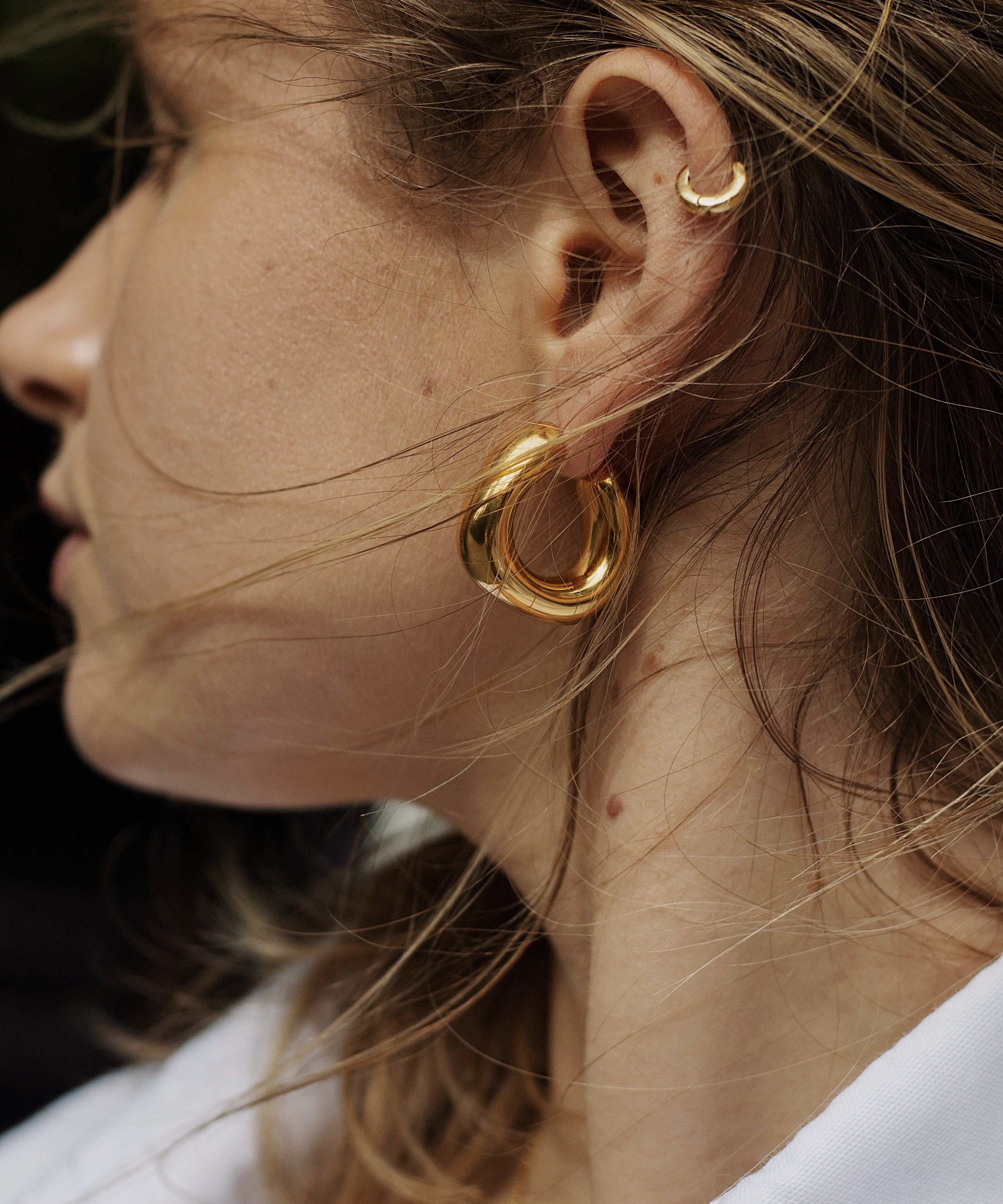 Bianca Earrings - Gold Plated Stainless Steel Hoop Earrings (Silver)