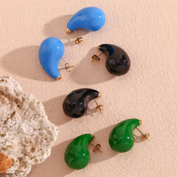 Santorini Earrings - Water Drop Stud Earrings.