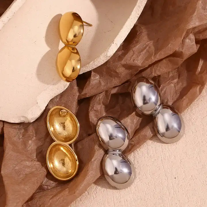 Martina Earrings - Glossy Peanut Stud Earrings