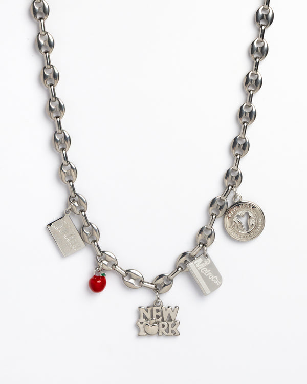 Welcome to NY Silver Charm Necklace