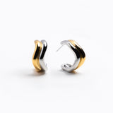 Two-Tone Double-Band Polished C-Hoop Earrings