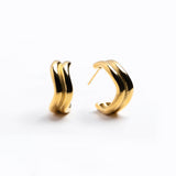 Chunky Double-Band Polished Gold C-Hoop Earrings