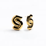 Chunky Gold Abstract Squiggle Statement Studs