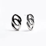 Interlocking Ovals Silver Earrings