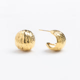 Textured Gold Sphere Hoop Earrings