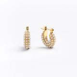Pavé Crystal Gold Dome Huggie Hoop Earrings
