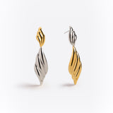 Two-Tone Twisted Leaf Drop Earrings