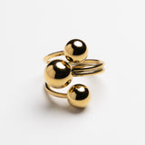 Triple Polished Sphere Gold Bypass Wrap Ring