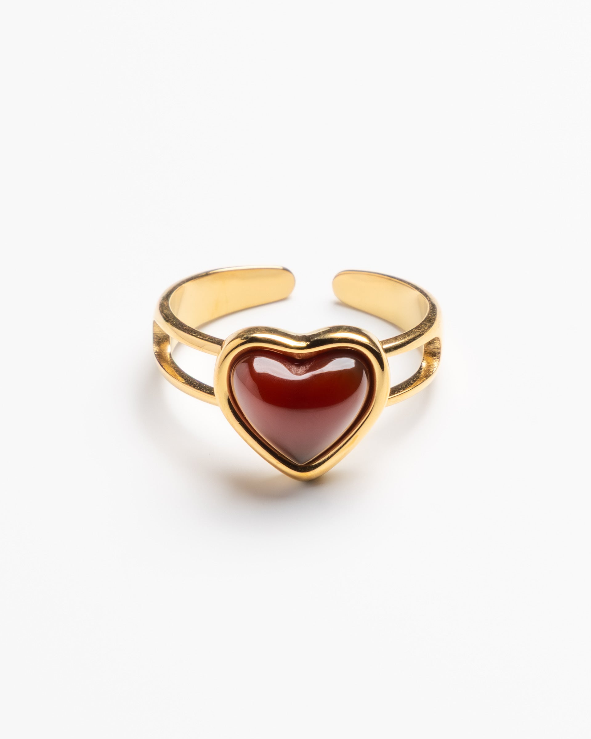 Red Heart Gold Adjustable Ring