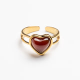 Red Heart Gold Adjustable Ring