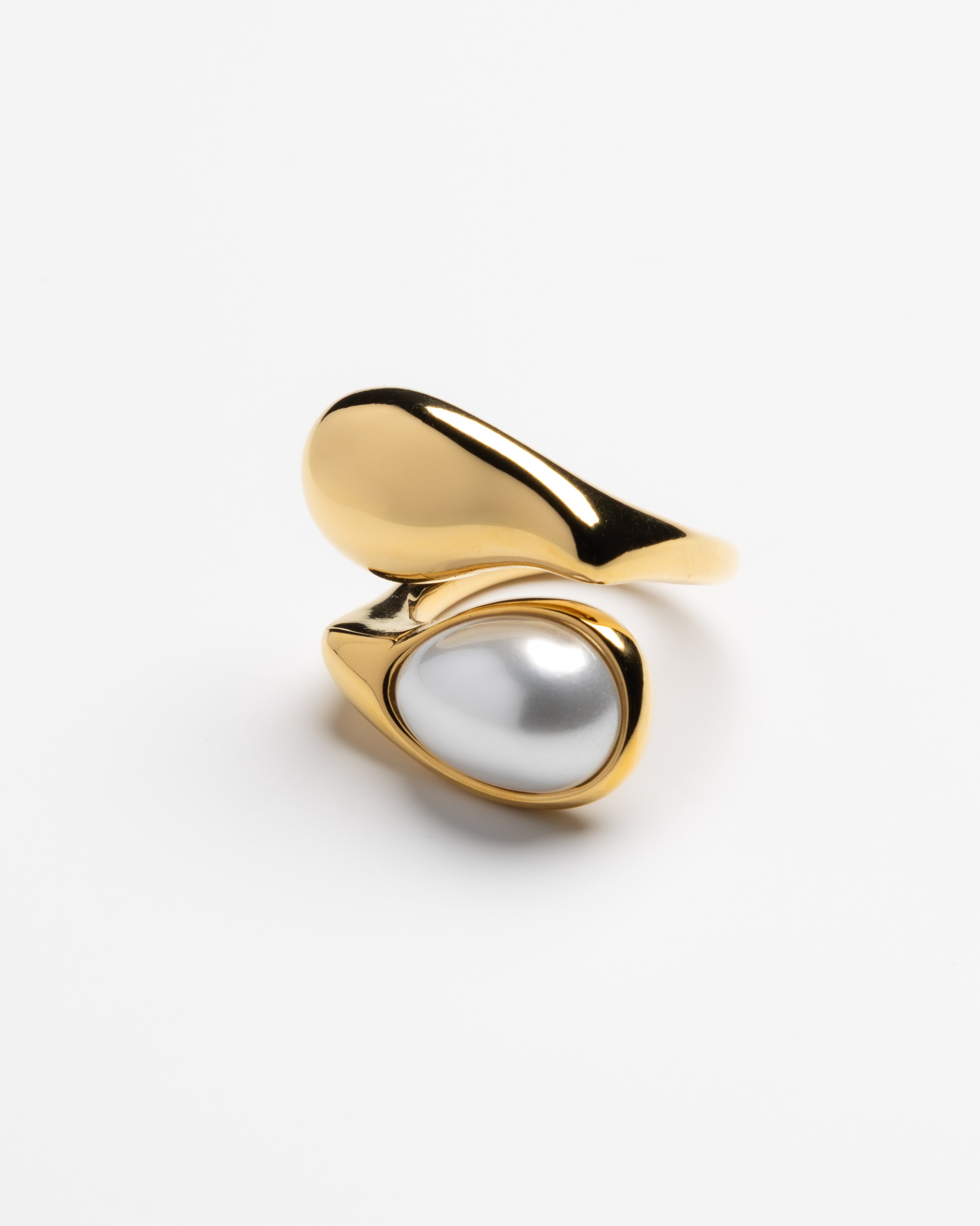 Pearl Teardrop Bypass Wrap Ring