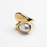 Pearl Teardrop Bypass Wrap Ring