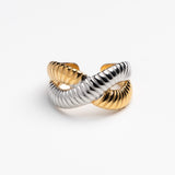 Two-Tone Interlocking Croissant Ring