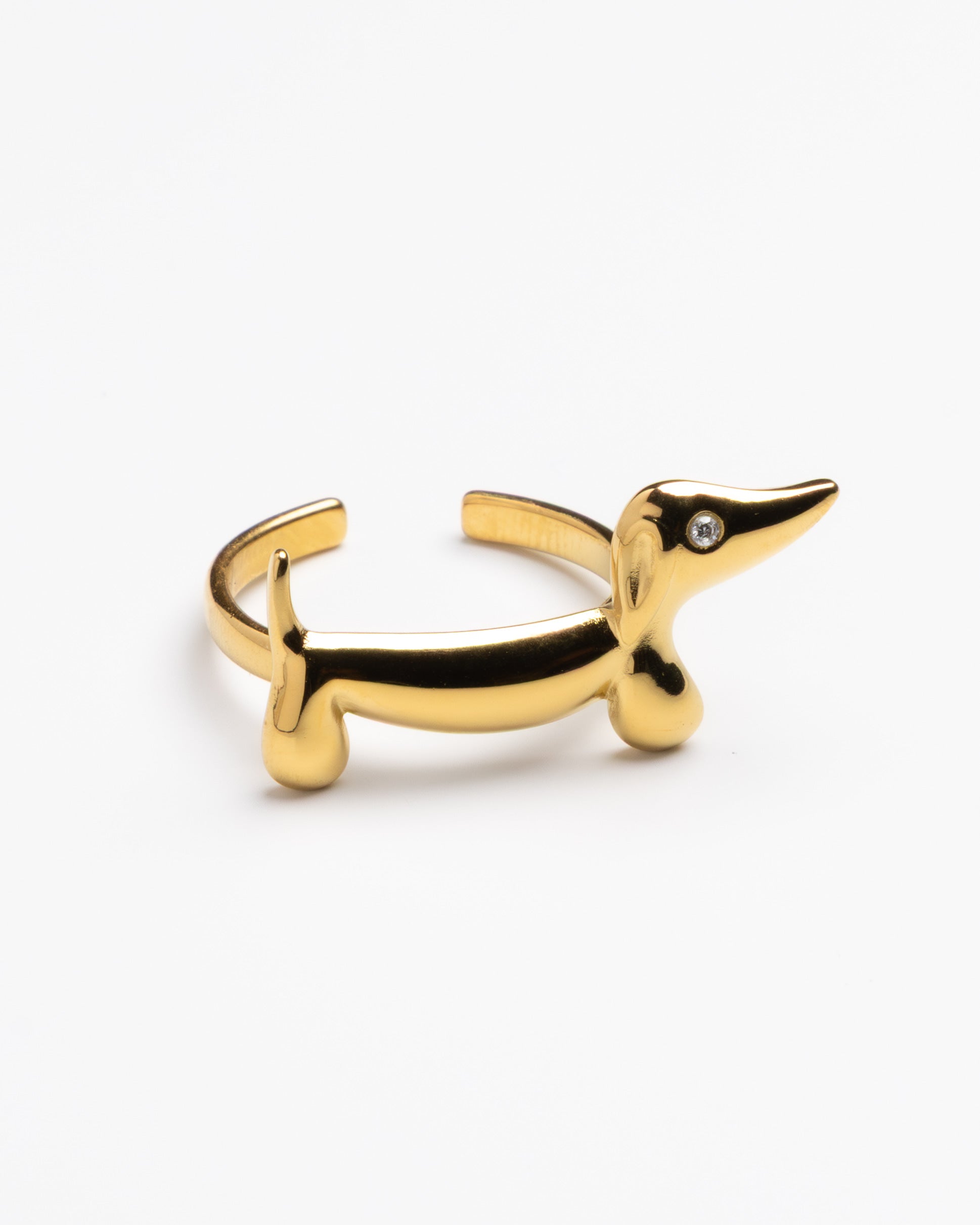 Minimalist Dachshund Adjustable Gold Ring
