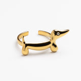 Minimalist Dachshund Adjustable Gold Ring
