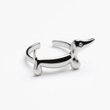 Minimalist Dachshund Adjustable Silver Ring