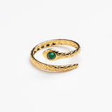 Serpent Gold Wrap Ring with Emerald Crystal