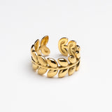 Laurel Leaf Gold Adjustable Band Ring