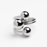 Triple Polished Sphere Gold Bypass Wrap Ring