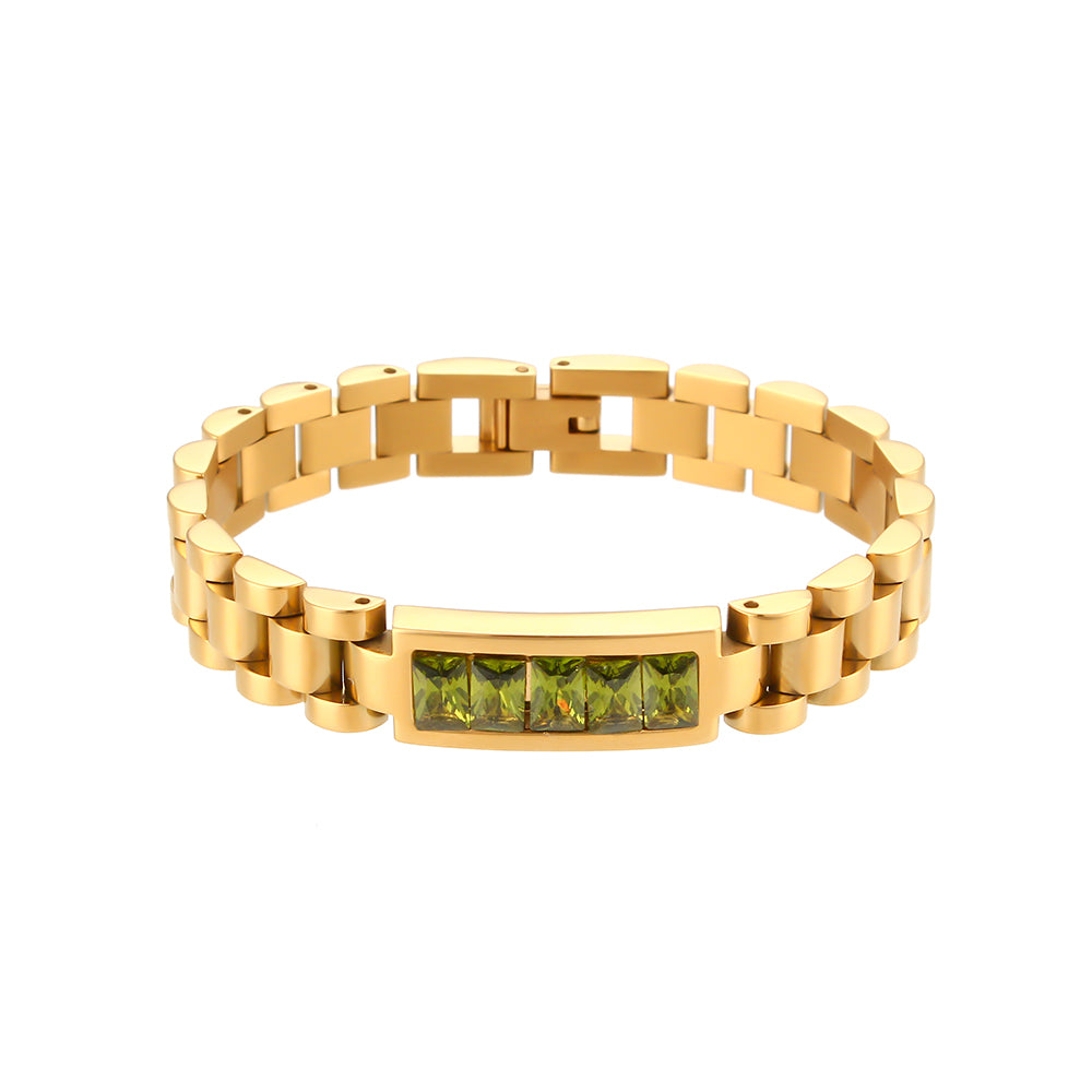 Sabina Bracelet - Golded Plated Jewelry (Green)