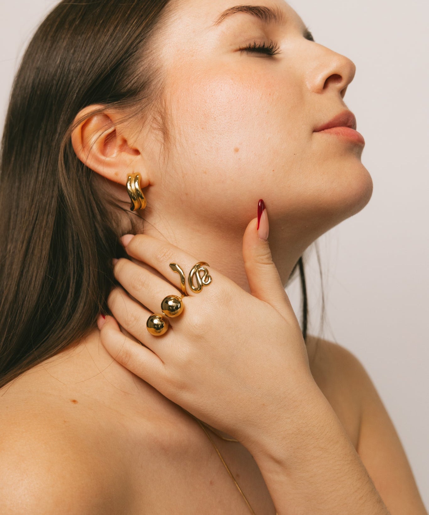 Double Sphere Polished Gold Open Ring